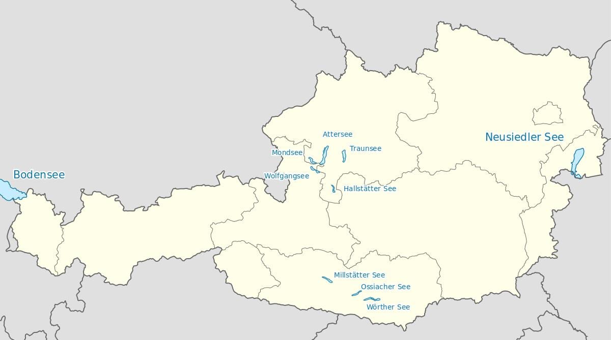 नक्शे के लिए ऑस्ट्रिया के झीलों