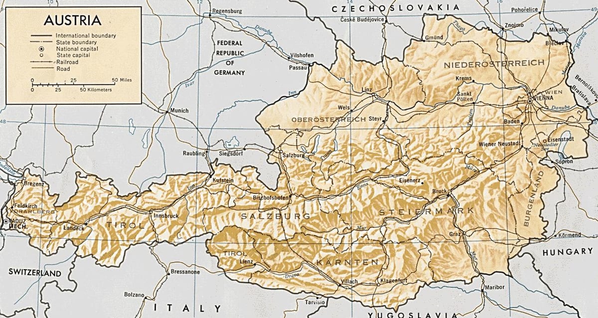 ऑस्ट्रिया भौगोलिक मानचित्र