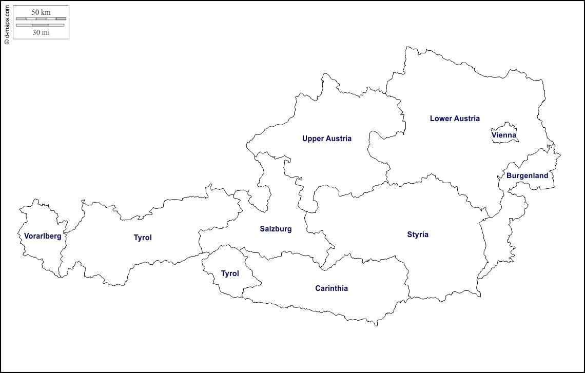रिक्त ऑस्ट्रिया के मानचित्र