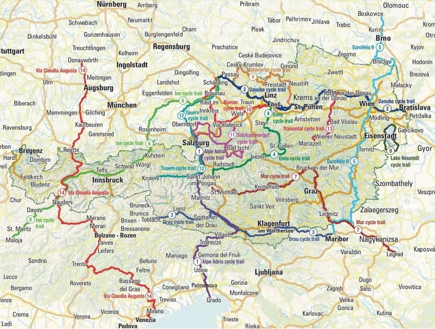 ऑस्ट्रिया के मानचित्र साइकल चालन