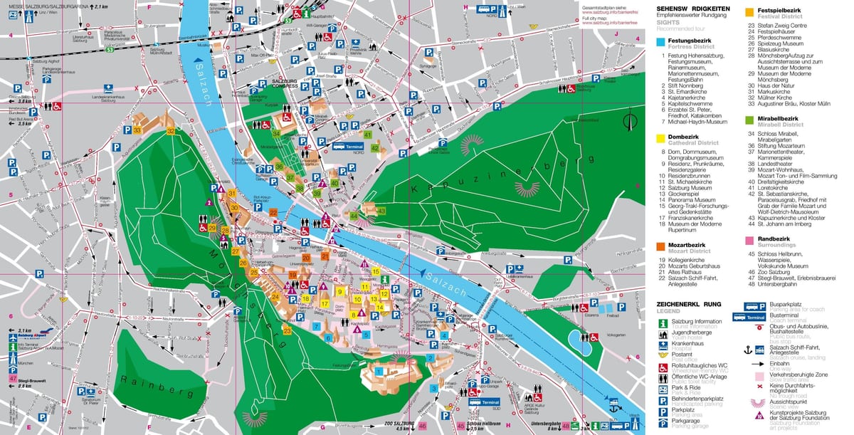 का नक्शा पर्यटन मानचित्र से salzburg ऑस्ट्रिया