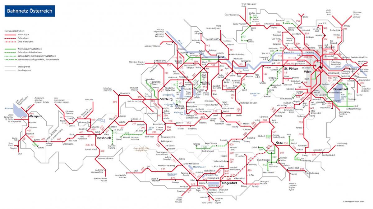 obb ऑस्ट्रिया के रेल मानचित्र
