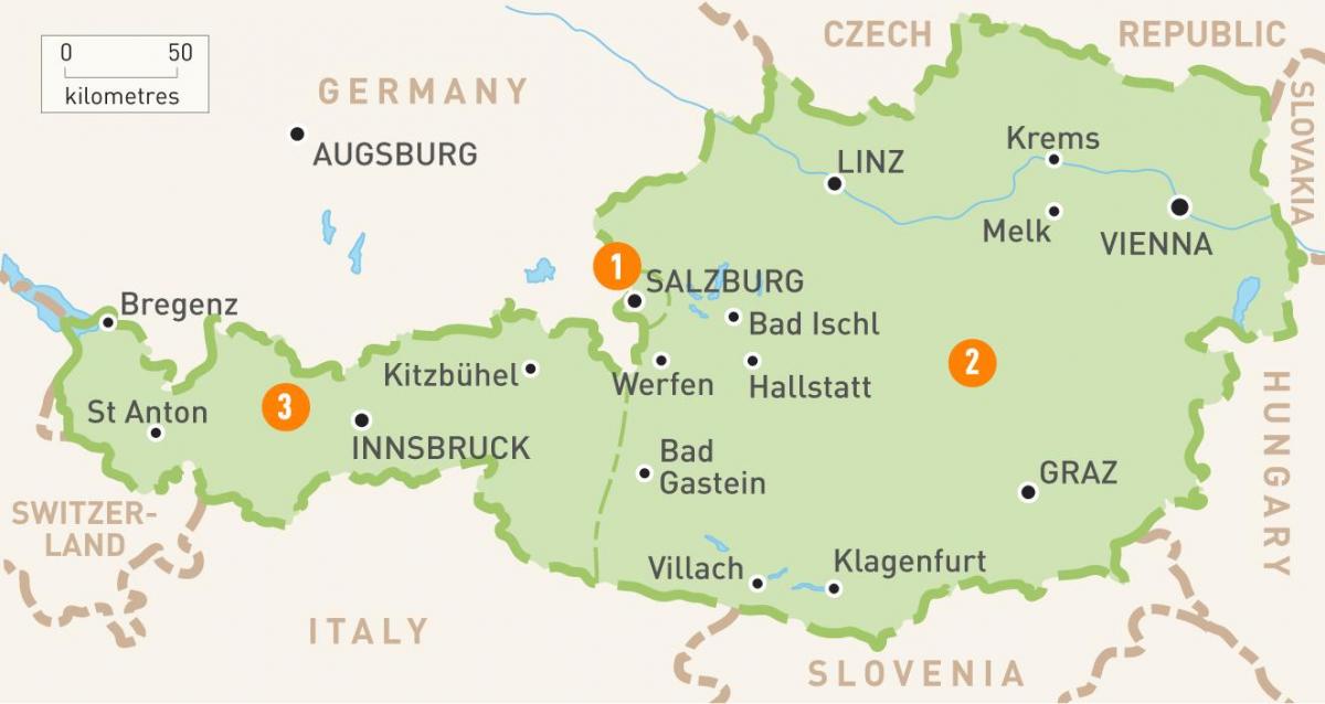 ऑस्ट्रिया के एक नक्शे