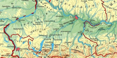 नक्शे के ऊपरी ऑस्ट्रिया