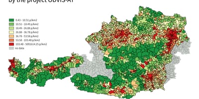 ऑस्ट्रिया जनसंख्या घनत्व नक्शा