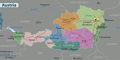 ऑस्ट्रिया के आकर्षण का नक्शा