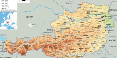 ऑस्ट्रिया के पहाड़ों नक्शा