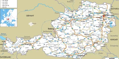 नक्शे के ऑस्ट्रिया के मार्ग